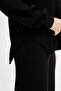 Women's Black Crew Neck Sweater-Pants Knitwear Set - 6
