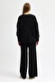 Women's Black Crew Neck Sweater-Pants Knitwear Set - 8
