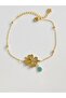 Steel Bracelet with Four Leaf Clover and Blue Bead Detail - 5