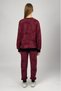 Women's Cotton 2 Thread Elastic Waist Patterned Tracksuit Set Burgundy - 7