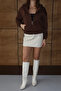 Women's 3 Thread Fleece Lined Hooded Zippered Short Cardigan 1111 - 6