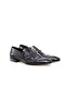 Dark Blue Color Laceless Genuine Leather Men's Shoes