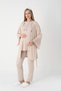 Women's Beige Lace Detailed Special Design Long Sleeve Maternity Pajama Set 3-Piece Set - 5