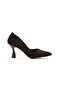 Stiletto Black Suede 7 cm Goblet Heel Pointed Toe V-Cut Closed Toe New Season - 3