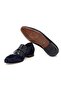 Dark Blue Color Laceless Genuine Leather Suede Men's Shoes - 3