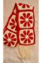 Retro Flower Hand Knitted Red and White Motif Scarf