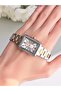 Steel Band Rectangular Case Women's Wristwatch, Comes with Gift Box and Bracelet Gift