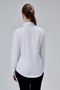 White Cotton Satin Lycra King Striped Fabric and Button Detailed Slim Fit Women's Shirt - 7
