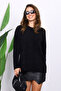 Black Crew Neck Angora Soft Knit Sweater