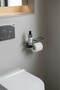 Black Metal Shelf Toilet Roll Holder with Phone Holder Multi-Purpose Bathroom Wc Accessory