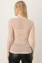Women's Ecru Turtleneck Sleeve Stripe Soft Textured Blouse Arm-26K001043 - 3