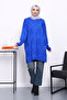 Cobalt Blue Cold Yarn Mercerized Knitwear Tunic - 2
