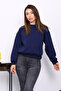 Navy Blue Crew Neck Three Thread Sweat - 4