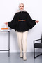 Black Belted Stamp Poncho - 2
