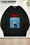 Unisex Poster Shark Film Jaws Printed Oversized Crew Neck Sweatshirt