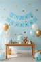 Blue Gold Happy Birthday Gilded Banner Birthday Party Lettering Party Decoration