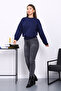 Navy Blue Crew Neck Three Thread Sweat - 2
