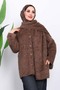 Angora Jacket with Brown Scarf Detail and Buttons