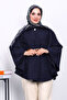 Navy Blue Belted Cashmere Poncho - 3