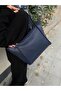 Women's Navy Blue Zippered Closure Large Size Shoulder Bag 28X42Cm - 3