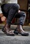 Rims brown men's leather shoes - 4