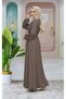 Long Hijab Dress with Belt Detail and Elastic Sleeves - 8