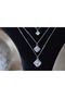 3-Piece Square Steel Zircon Stone Necklace - 2