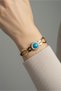 Steel Turquoise Round Women's Handcuff Bracelet – 18 cm Handcuff Bracelet |   Non-Tarnish Women's Jewelry - 5