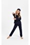 Heart and Star Patterned Long Sleeve Buttoned Front Shirt Collar Girls Pajama Set 100% Cotton - 3