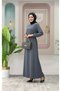 Long Hijab Dress with Belt Detail and Elastic Sleeves - 6