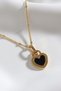 Black Enamel Heart Steel Gold Necklace - 2