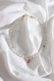 Pink Enamel Clover Pendant Pearl Necklace - 2