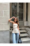 Women's Stone Color Strapless Side Slit and Gathered Body Hugging Summer Tunic Blouse - 2