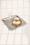 6-Piece Luxury Square Presentation Tray Set |   Stainless Steel with Gold Detail and Enamel Flower Figure 21X21 cm - 2