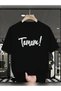 Unisex Oversized Okay Printed Cotton Crew Neck Short Sleeve Black T-Shirt