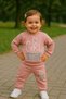 Printed Silvery Detail Winter 3-Ply Fabric Baby Girl Bottom and Top 2-Piece Set