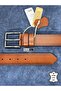 100% Genuine Leather Men's Jeans Belt Tan 4cm Buffalo Leather - 3