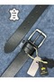100% Genuine Leather Men's Jeans Belt Black 4cm Buffalo Leather - 2