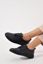 Tande Genuine Leather Pleated Elastic Women's Shoes Navy Blue - 3