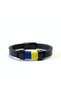Yellow - Navy Blue Rope Wrapped Faux Leather Bracelet