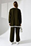Crew Neck Shepherd Stitched Sweater and Palazzo Knitwear Top and Bottom Set - 7