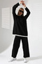Crew Neck Shepherd Stitched Sweater and Palazzo Knitwear Top and Bottom Set