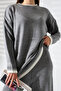 Crew Neck Shepherd Stitched Sweater and Palazzo Knitwear Top and Bottom Set - 3