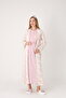 Women's Powder Patterned Shawl Collar Special Design Full Length Long Sleeve Maternity Dressing Gown Nightgown Set - 7