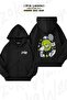 Unisex Hat Tennis Ball Printed Oversized Back Printed Zippered Hooded Cardigan