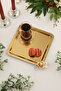 Volis Stainless Steel Patterned Butterfly Crystal Stone Detailed Coffee Serving Presentation Tray Gold - 2