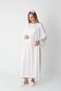 Women's Ecru Special Lace Detailed Full Length Design Winter Long Sleeve Maternity Dressing Gown Nightgown Set - 2