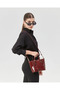 Baguette with Brown Belt Detail - Burgundy Medium Size Patent Leather Women's Shoulder & Handbag - 6