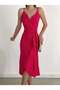 Flounce Midi Length Belted Dress 582129 Fuchia - 2