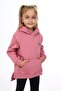 Dusty Rose Girl's Oversized Hooded Pocket Embroidery Printed Slit Sweatshirt - 3 Thread Raised Embroidery - 2